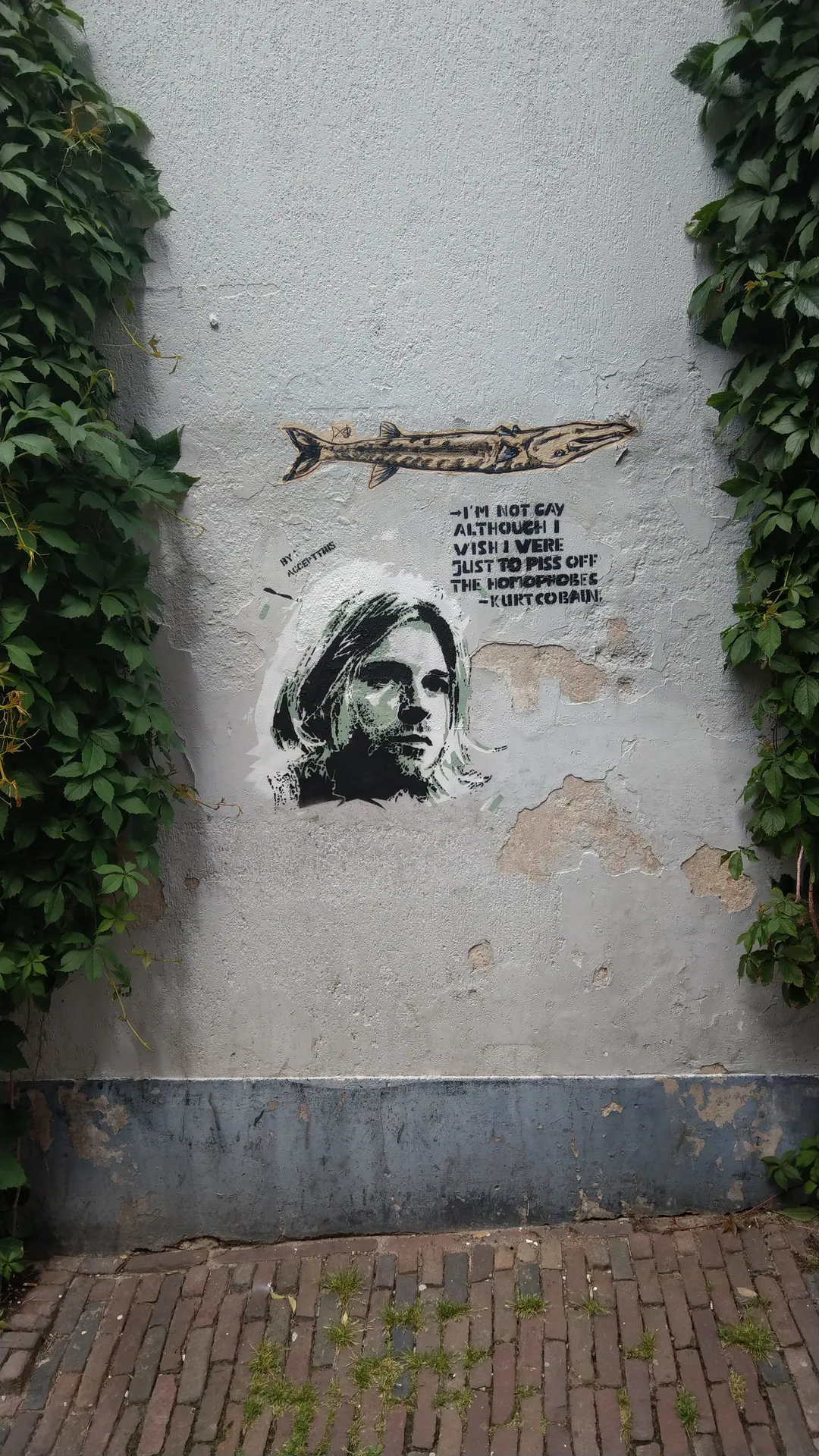 Accept This street art - Kurt Cobain quote regarding homophobes