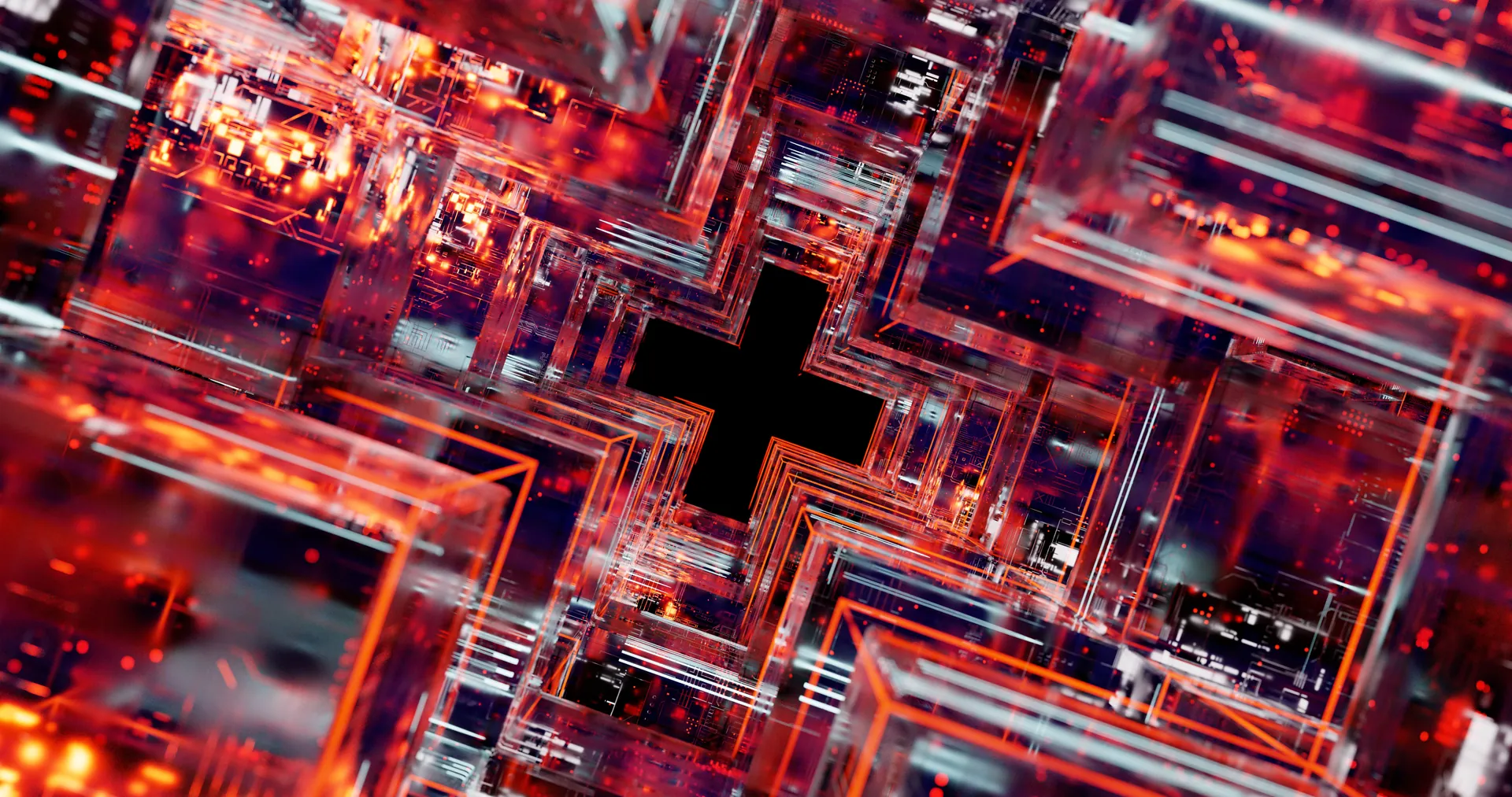 Abstract digital artwork showcasing a colorful, geometric design with depth and intricate detail.