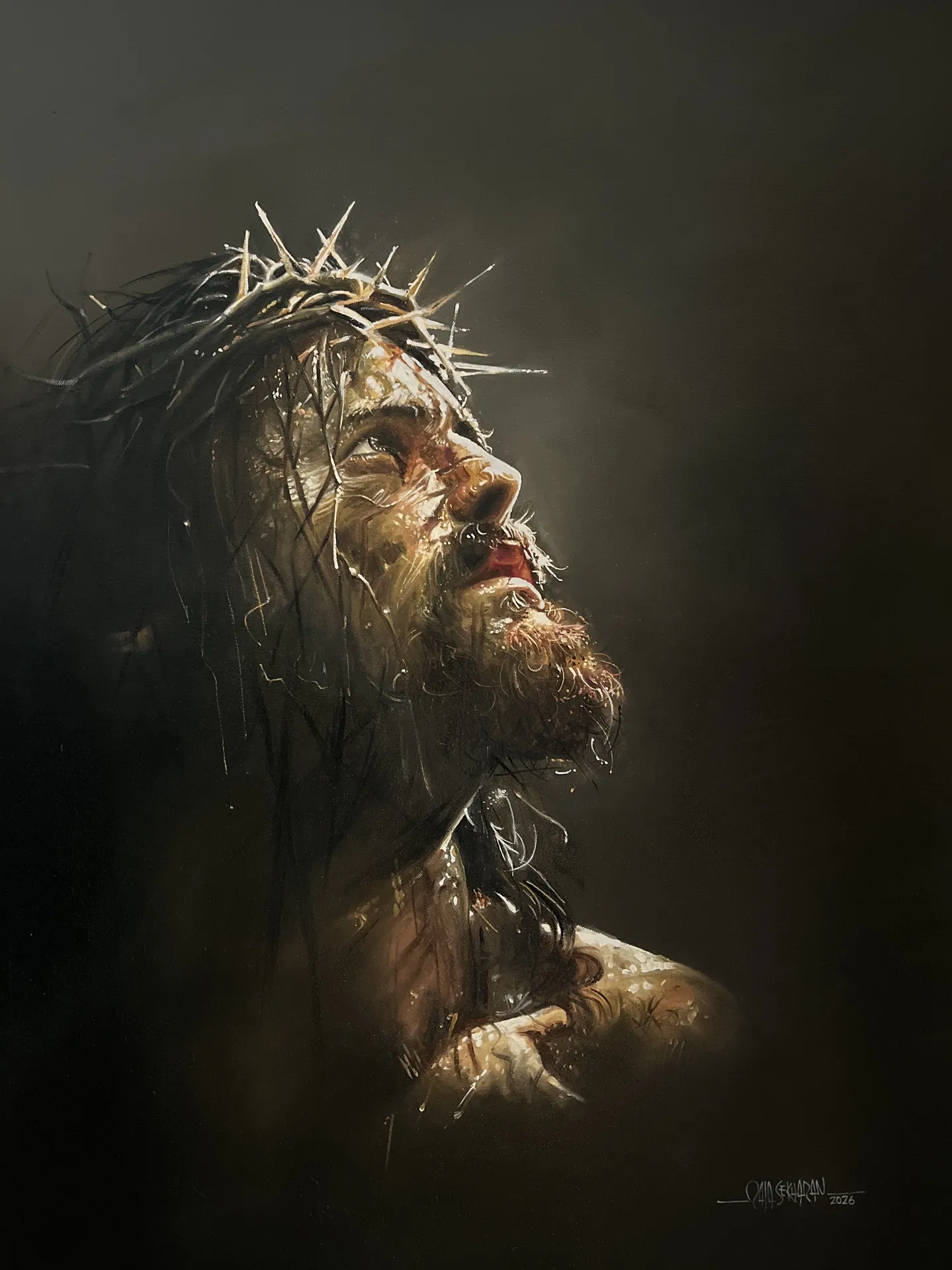 JESUS CHRIST THORN CROWN-OIL PAINTING BY RAJASEKHARAN