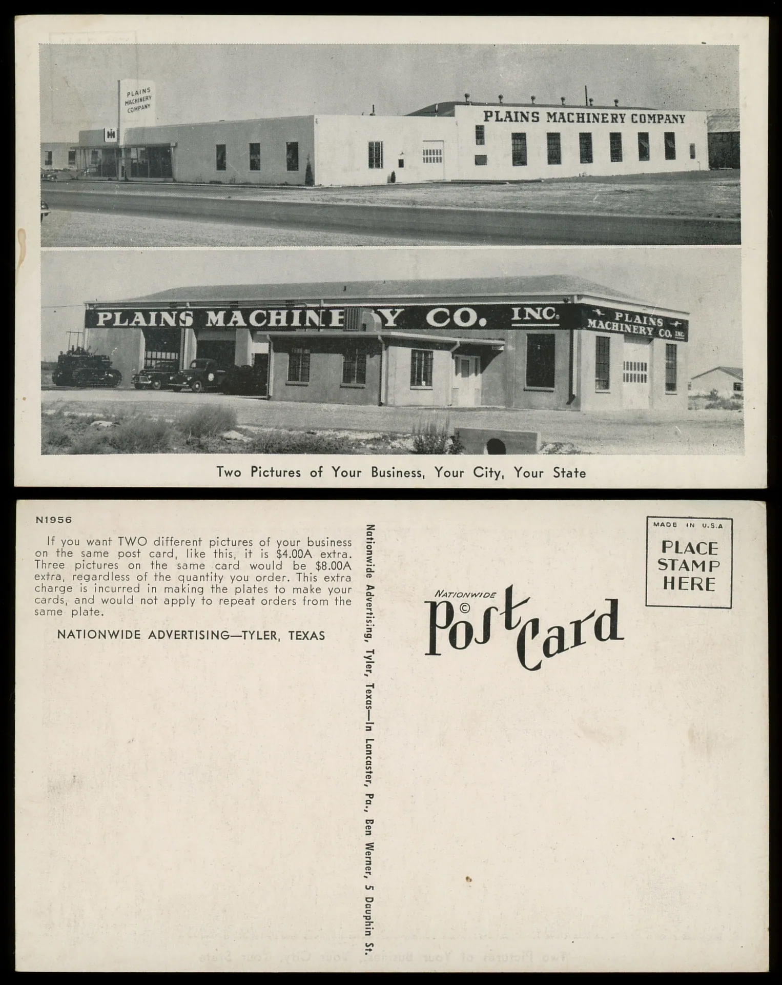 Nationwide Advertising, Tyler, Texas, 1956 - Postcard