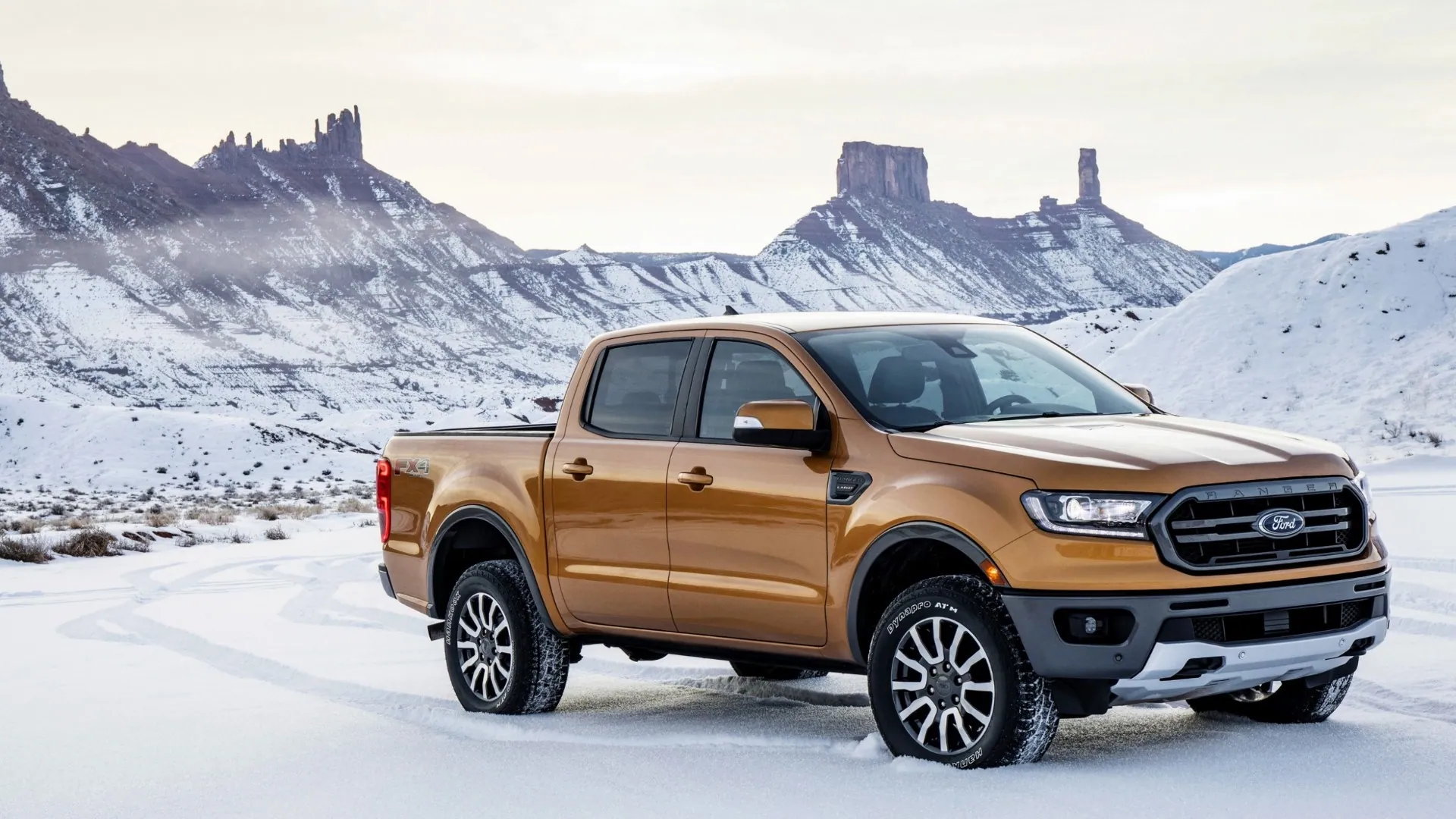 Ford Ranger Pickup Truck in a Winter Mountain Landscape - backiee