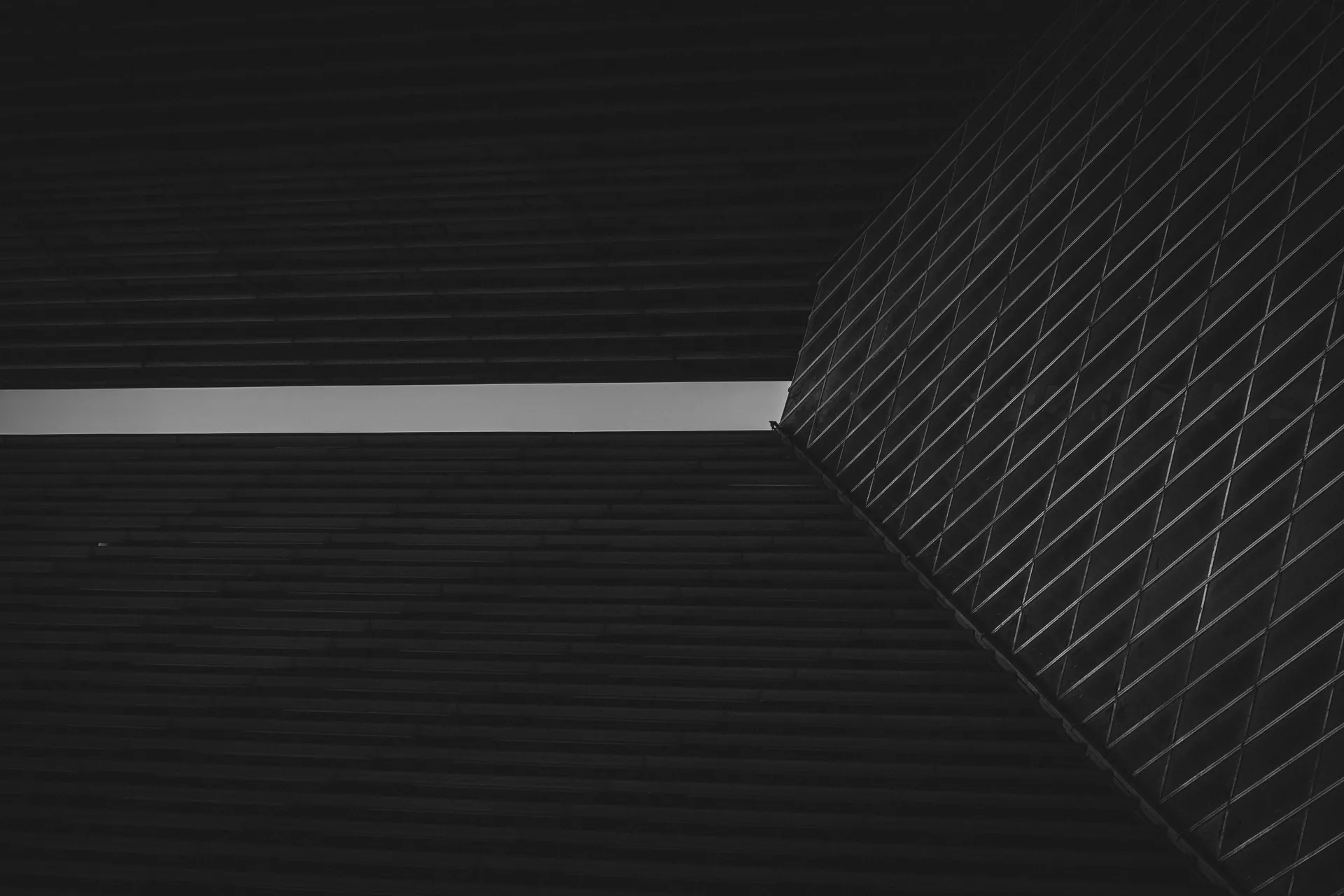 A modern architectural abstract with geometric lines and shadows in Houston, Texas.
