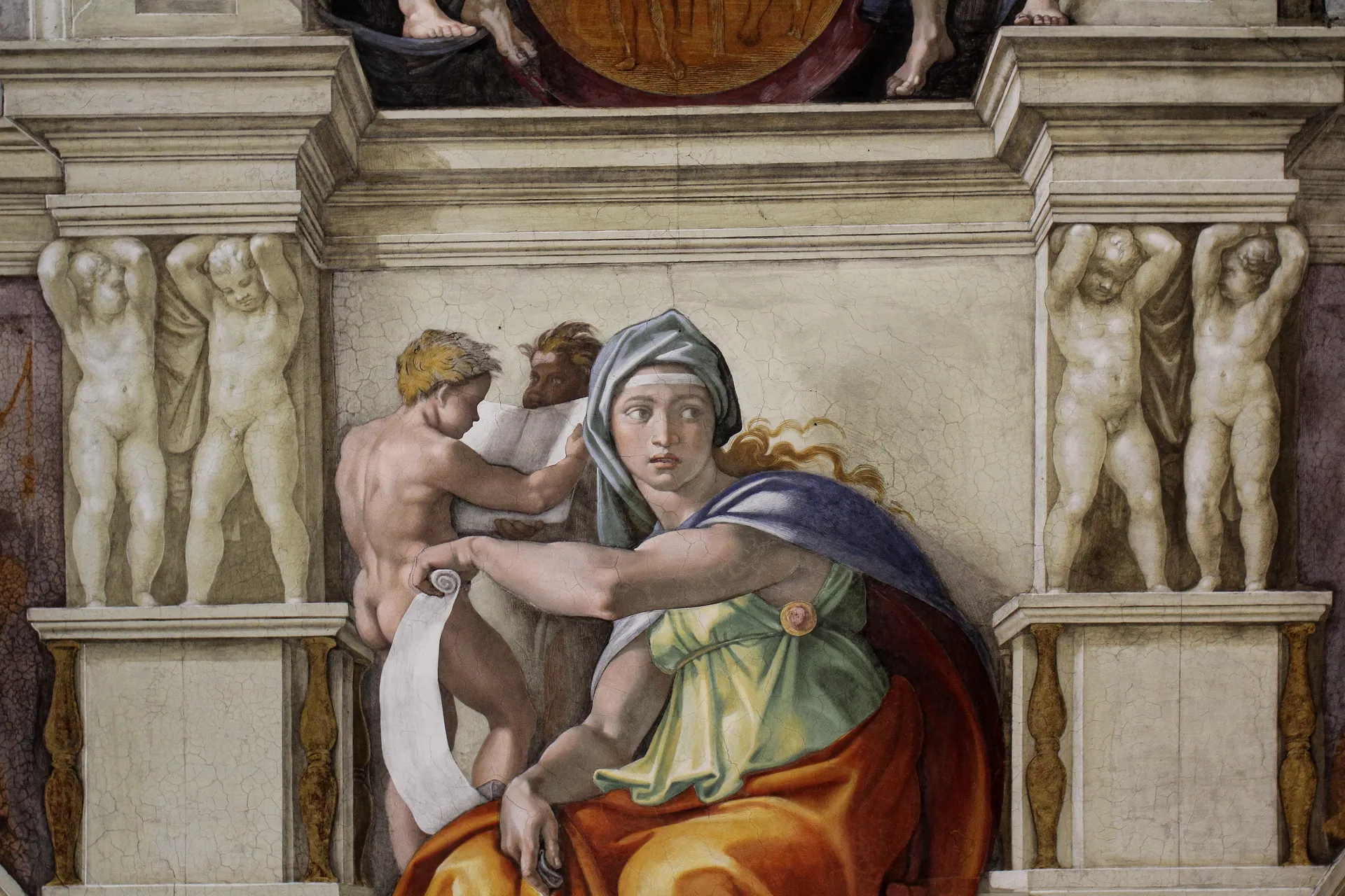 'Delphic Sibyl Sistine Chapel ceiling' by Michelangelo JBU38