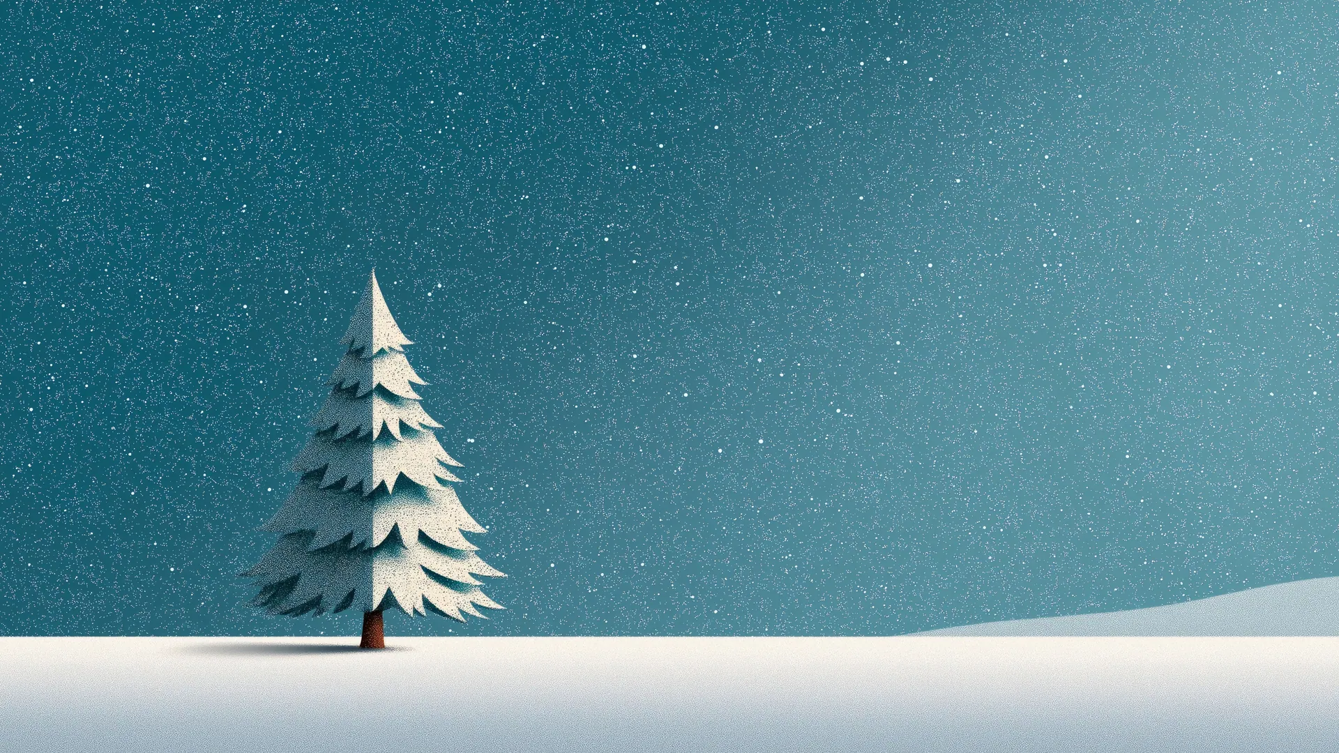 Pine Tree in Minimal Snowy Landscape - backiee