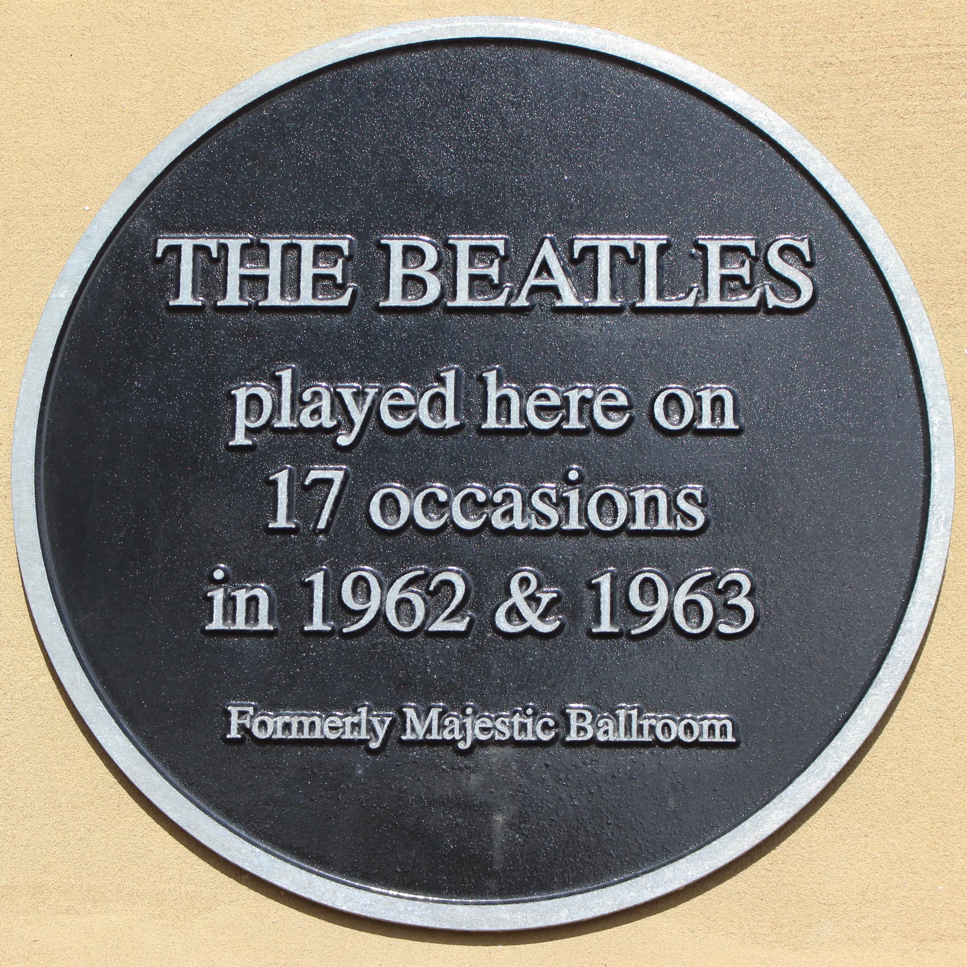 Beatles plaque, Majestic Ballroom, Birkenhead