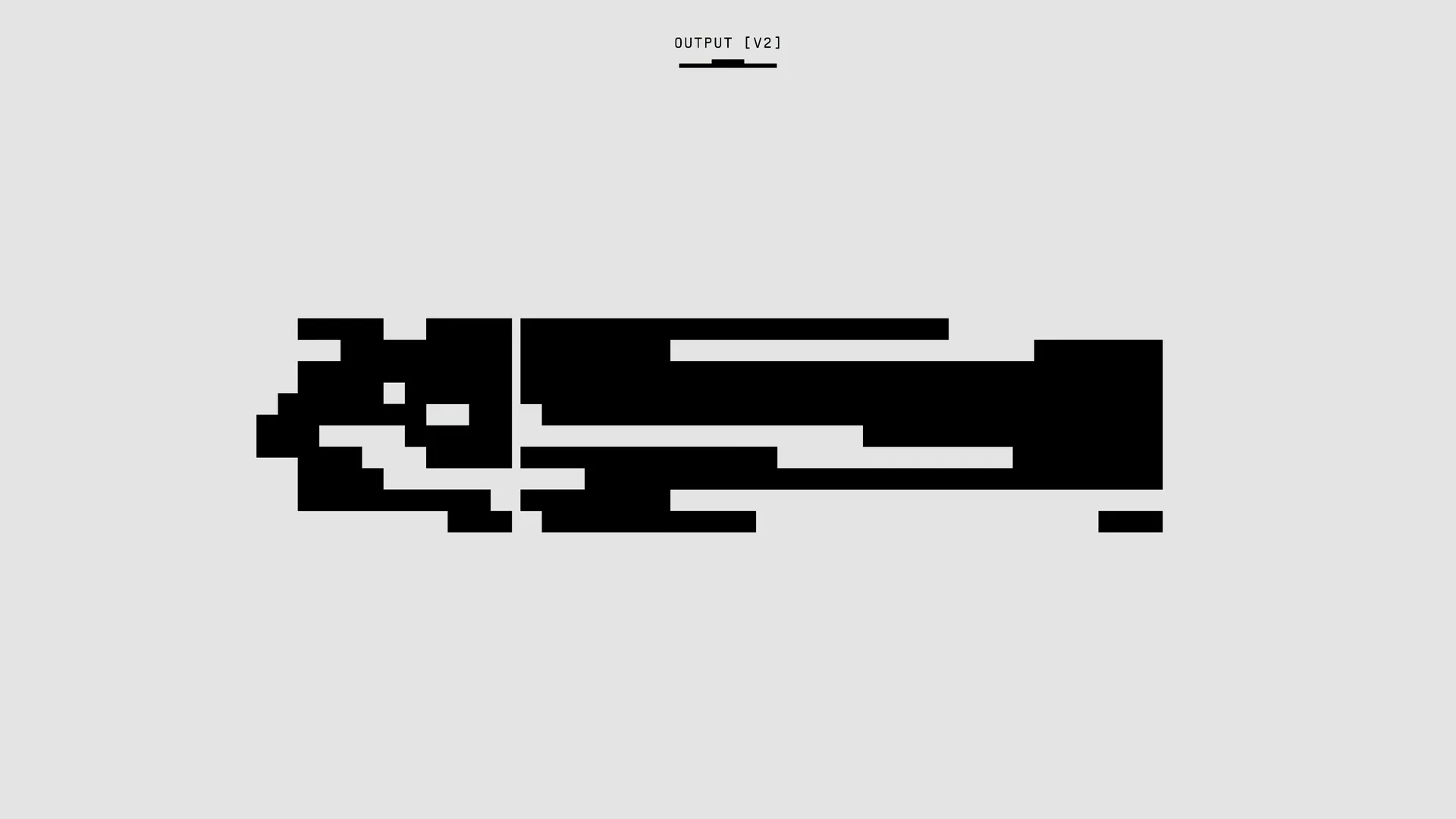 A modern abstract design featuring a pixelated pattern with geometric shapes on a blank backdrop.