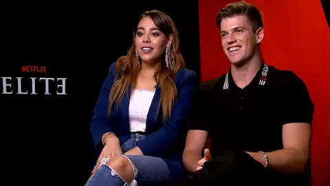 Danna Paola and Miguel Bernardeau during an interview in September 2018 01