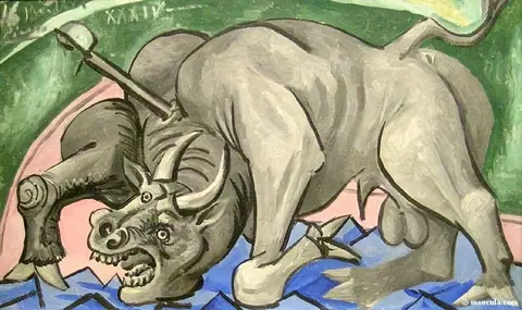 1934_Taureau_agonisant