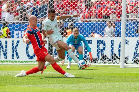 Leo Ostigard Kylian Mbappe France v Norway 26 June 26-074