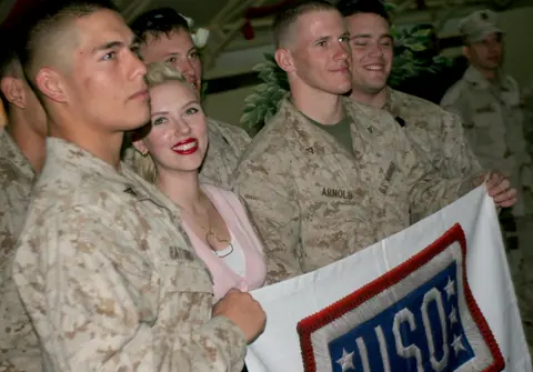 Scarlett Johansson with soldiers 2