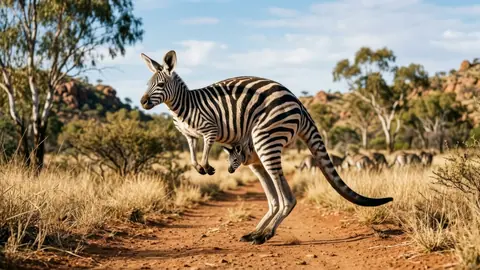Bouncing Zebra Kangaroo Surprise - backiee