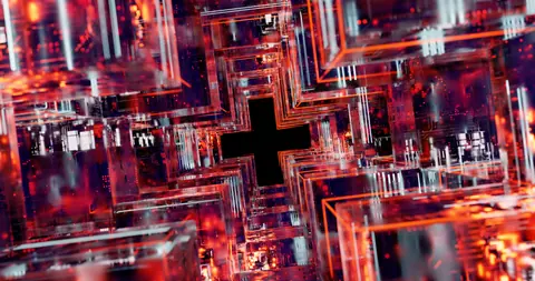 Abstract depiction of digital circuits with vibrant colors and intricate patterns.