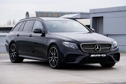High-performance Mercedes-Benz AMG wagon parked outdoors showcasing sleek design and luxury features.