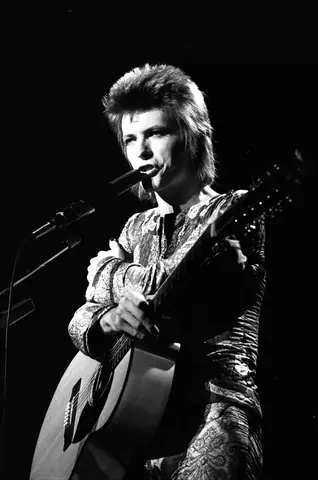 David Bowie, as Ziggy Stardust, performing at the Santa Monica Civic Auditorium