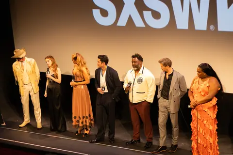 Paul Feig, Anna Kendrick, Blake Lively, Henry Golding, Bashir Salahuddin, Andrew Rannells, and Alex Newell at SXSW 2025 02