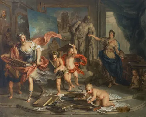 Charles-antoine coypel thalia chased by painting