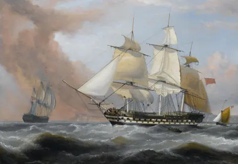 The East Indiaman 'Earl of Balcarres' dropping her pilot off Dover, with the pilot cutter in attendance astern, 1832