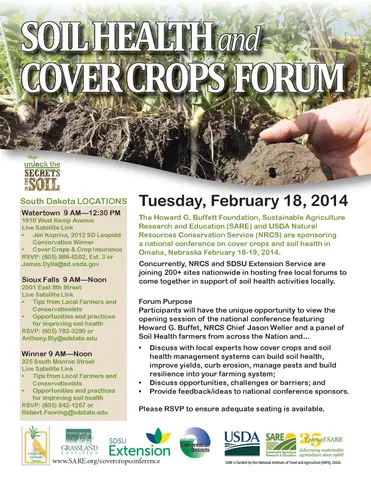 February 18, 2014 Soil Health and Forums - South Dakota Sites