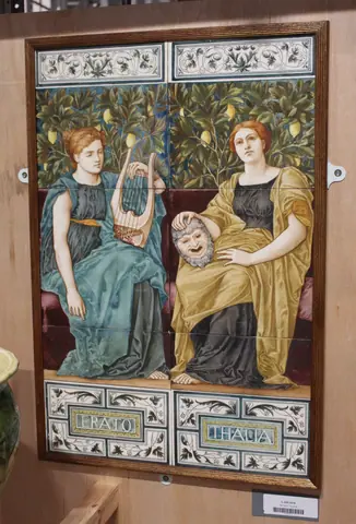Tile panel depicting Erato and Thalia 01