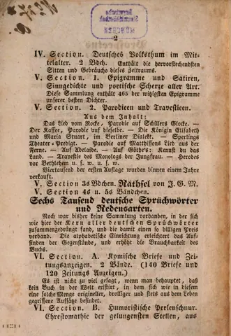 Prospectus Bibliothek des Frohsinns - 1. Folge (in N.F. Großes Instrumental- und Vokal-Concert 1.1841) 2