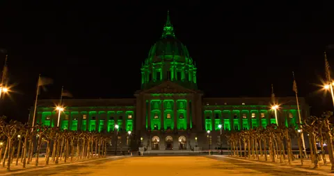 San Francisco City Hall, Green (St Paddy's Day)