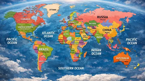 Vibrant Political World Map Wallpaper for Modern Tech Spaces - backiee