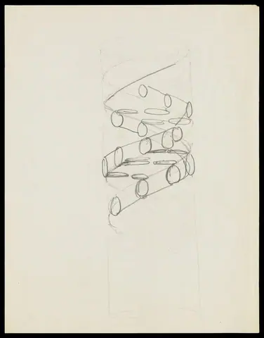 Pencil sketch of the DNA double helix by Francis Crick Wellcome L0051225