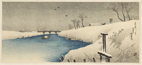 Snow on Ayase river, Rijksmuseum RP-P-2016-66-8