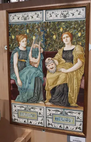 Tile panel depicting Erato and Thalia 02