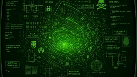 Neon Cyber Vortex Data Storm - backiee