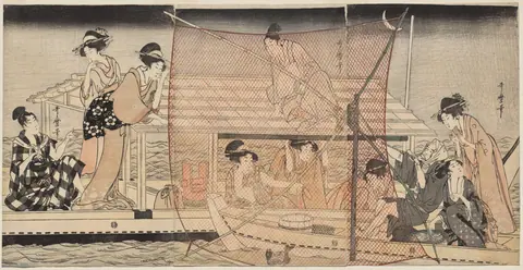 Net Fishing at Night on the Sumida River