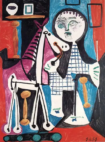 1949_Enfant_avec_cheval_à_roulettes