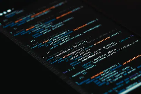 A detailed view of computer programming code on a screen, showcasing software development.